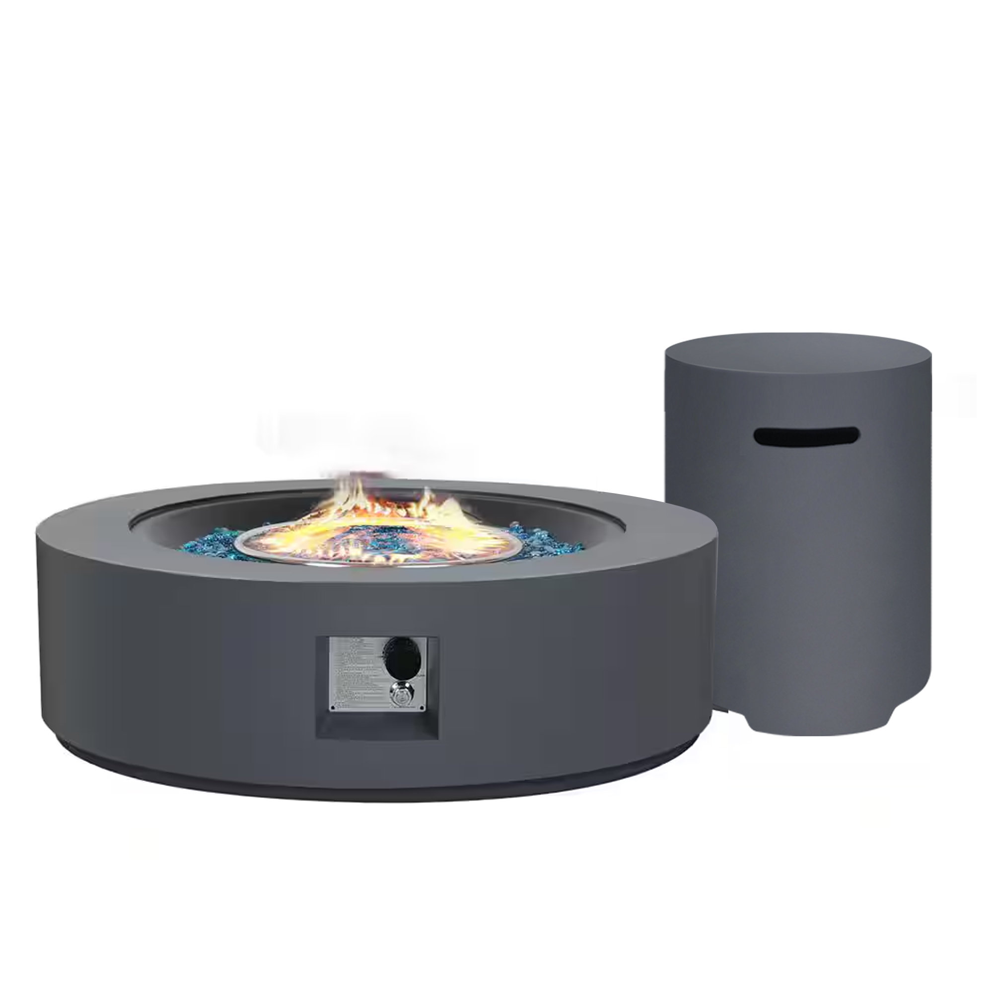 Ebern Designs Wilfrid 12 quot H x 40 5 quot W Concrete Propane Outdoor Fire Pit