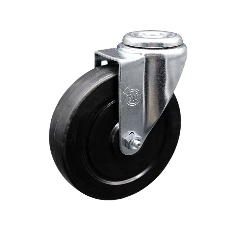 Rubber Wheel Swivel Bolt Hole Caster