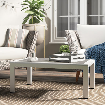 Table basse d'extérieur en aluminium Shore en gris argenté par Modway