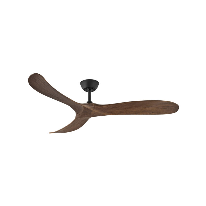 Swell 60" Indoor/Outdoor Smart Wooden Ceiling Fan with Remote, Matte Black, Walnut