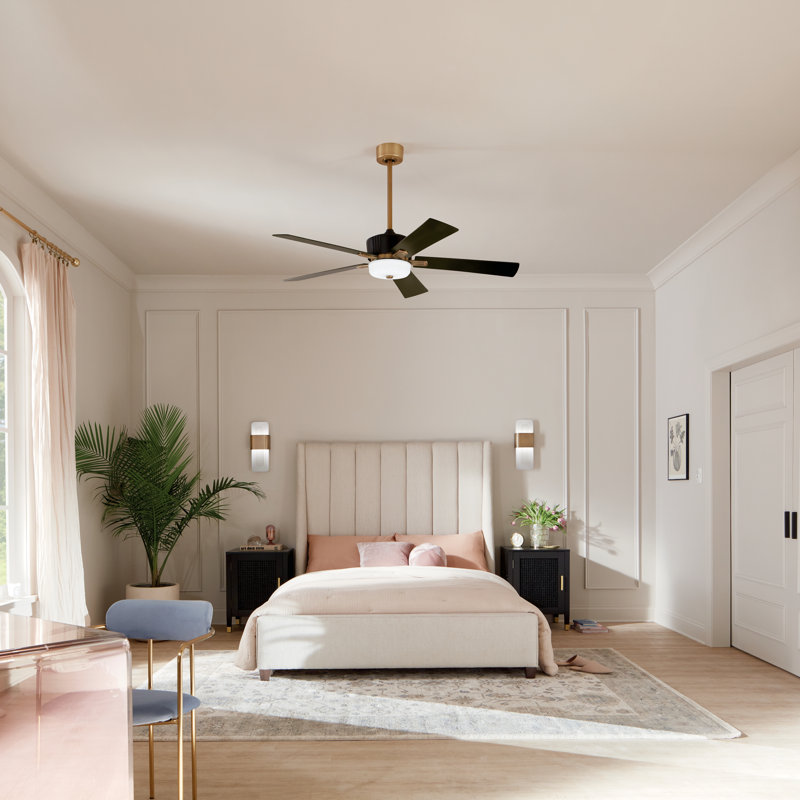 56'' Ceiling Fan with LED Lights, Satin Black