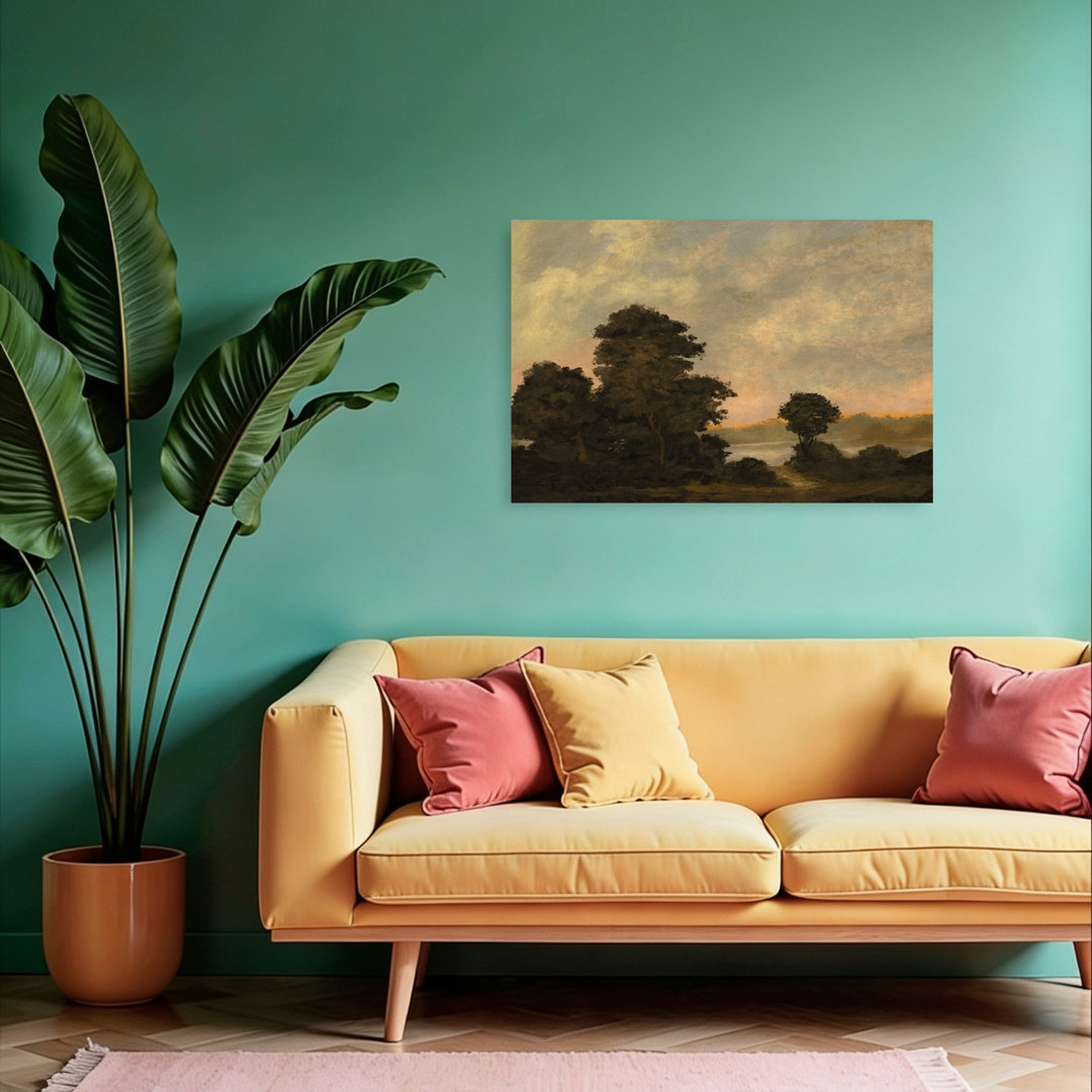 Tranquil Sunset Landscape Peaceful Serene Tranquil Forest Landscape Wall Art Print