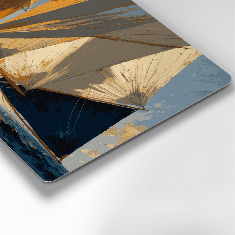 Nautique, toile, voiles, art mural gris en métal, H 8 po x l 10 po