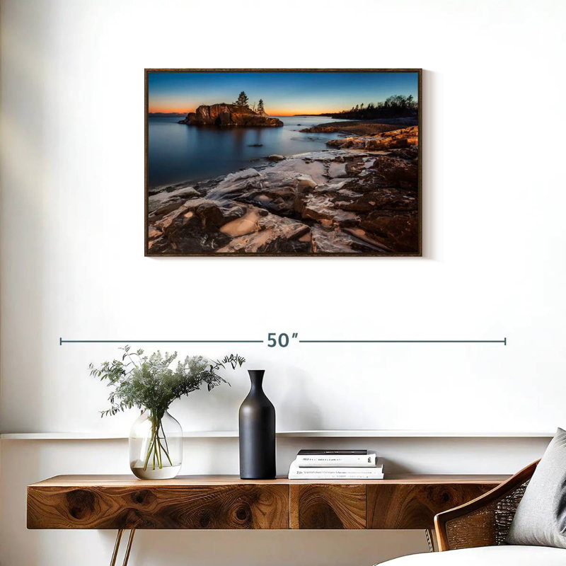 Lac Supérieur au crépuscule, Cadre flottant noyer, 31 po x 21 po