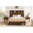 Full Extra Long(Full XL) Size Bed Frame With Storage Headboard, Built-In Charging Station, Wavy Curved Lines Design, Silent Operation, Metal Support-120800787-120800789