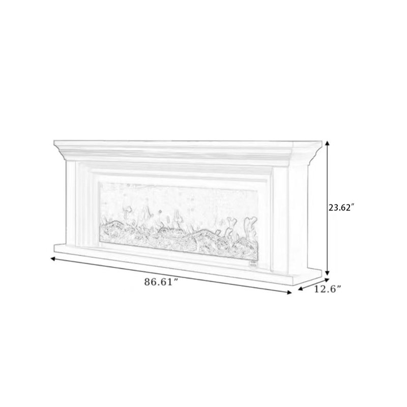 Black Solid Wood TV Cabinet Heating Fireplace, Black, 31.5" H x 86.61" W x 12.6" D