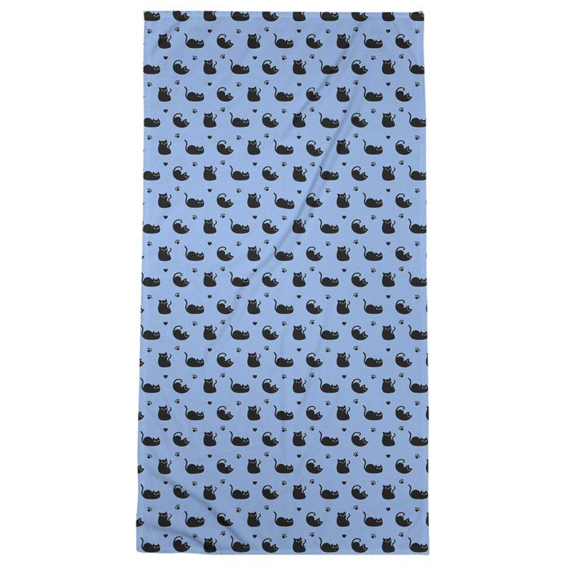 Serviette de bain chat, bleu