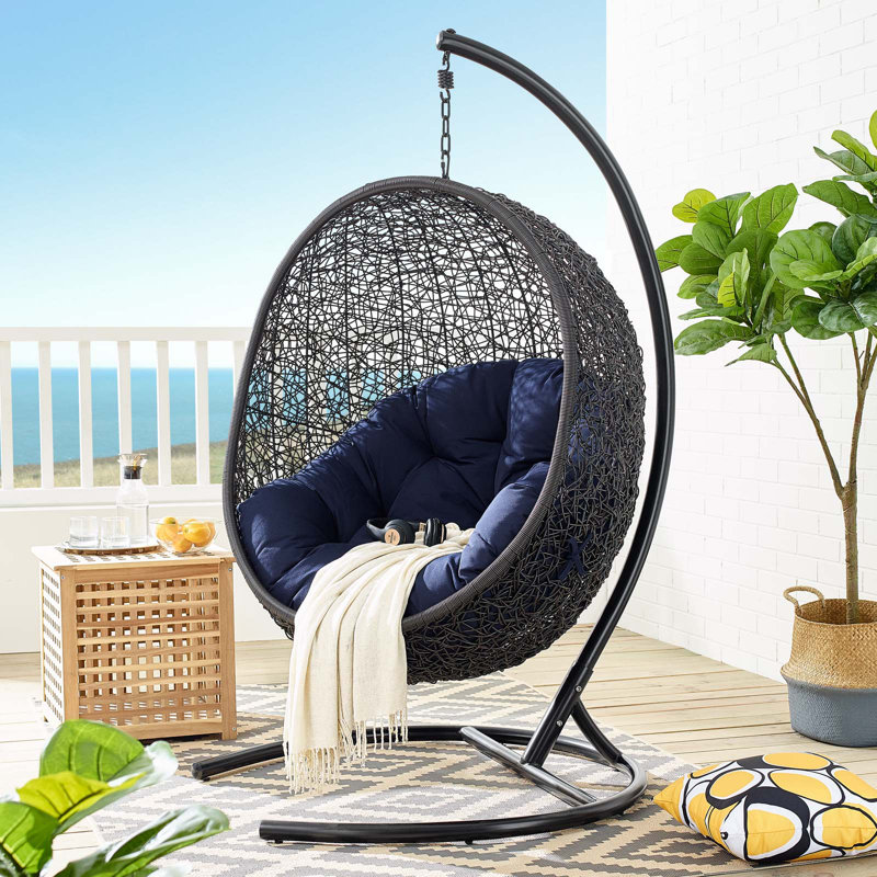 Méridienne de patio pour l'extérieur Encase Sunbrella Swing par Modway, Bleu marine