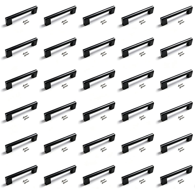 Paquet de 30 poignées d'armoire, poignées de bar, poignées de tiroir et poignées modernes en acier inoxydable mat noir CPMBXMO0005 Distance entre les trous: 5 1/16 po