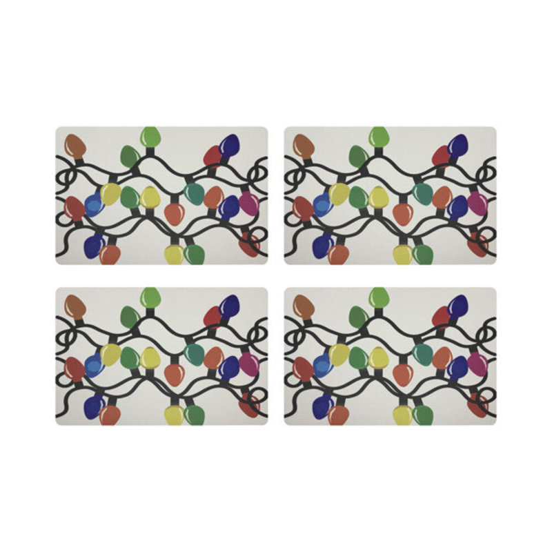 Xmas Vegan Leather Rectangle Placemats, Primaries