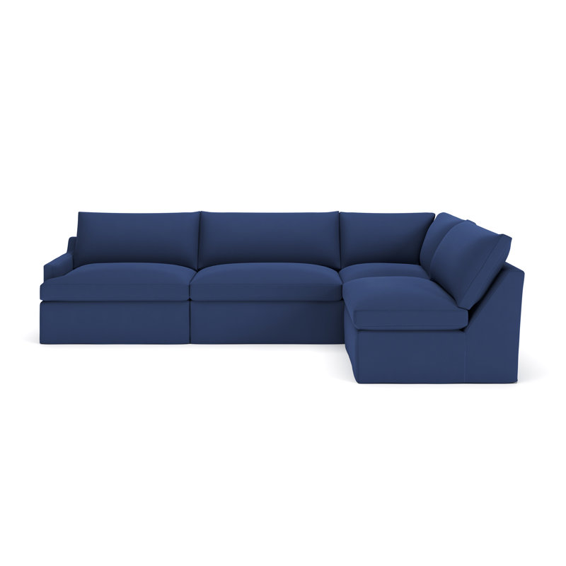 Canapé modulaire 4 pièces Wrenley, Toile bleu marine Sunbrella®, Orienté à droite