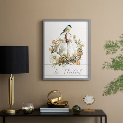 «Be Thankful Bird», reproduction encadrée - bois massif