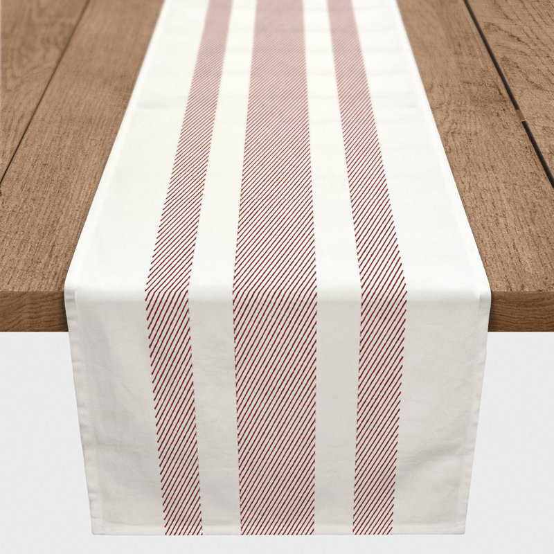 Azzurro Striped Table Runner, 90" x 16", Red