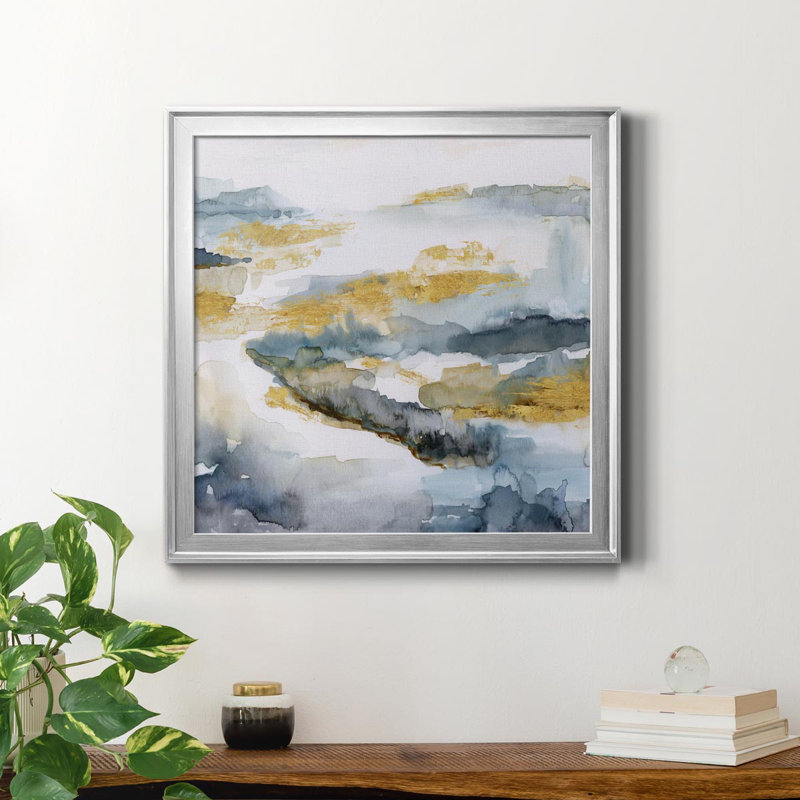" Golden Estuary " Painting Print, Silver, 32" H x 32" W x 1" D