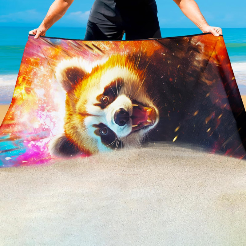 Serviette de plage rouge surdimensionnée 30 po x 63 po, imprimé animal Cosmic Burst, serviettes légères en microfibre à séchage rapide sans sable pour le yoga sur la plage