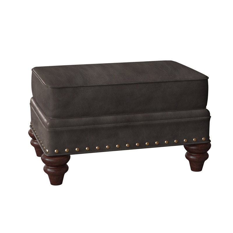 Carrado Leather Ottoman, Aline Fumo Genuine Leather, Mahogany, Natural