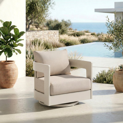 Frances Aluminum Outdoor Swivel Chair with Sunbrella Cushions