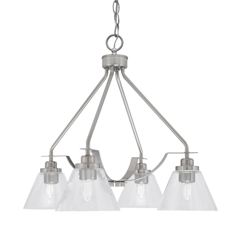 Lustre 4 lumières Odyssey Downown, Nickel brossé, Blanc