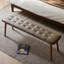 (Kaki) Bois de chêne naturel pour banc de table de salle à manger avec coussin en cuir-1094397939