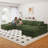 136" U Shaped Sectional Couches, Corduroy Sectional Sofa With Reversible Storage Ottoman, 4 Seater Sofa With Throw Pillows Upholstered L-Shaped Couch For Living Room-779772819-779772828