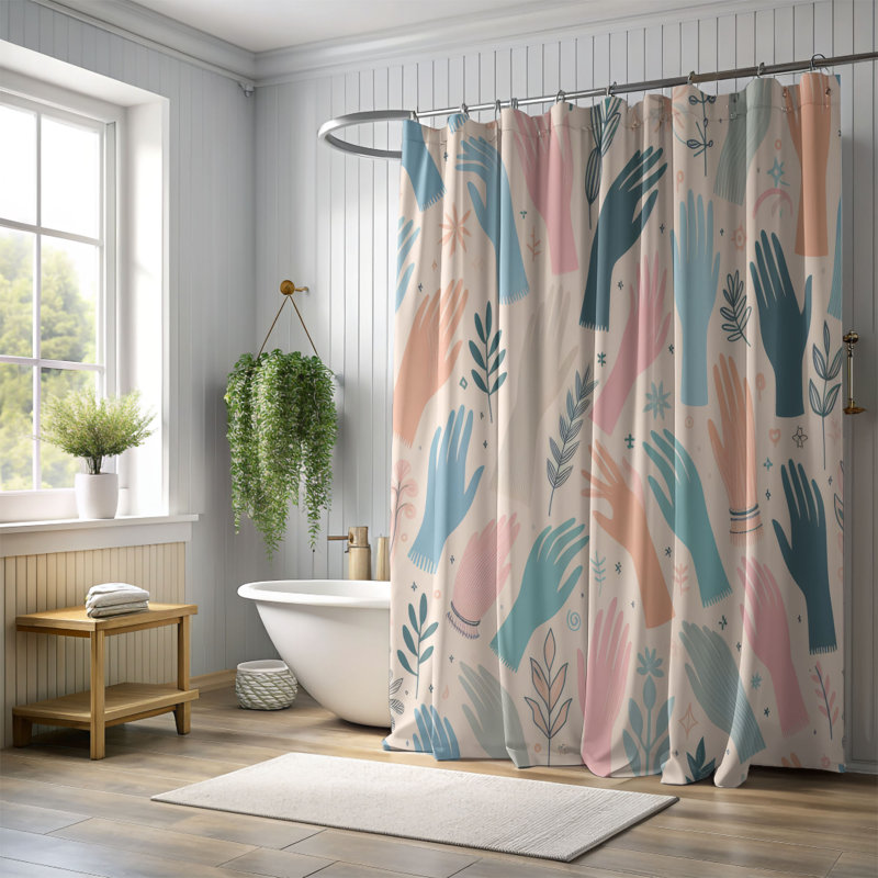 Rideau de douche 1 pièce Gentle Study, H 74 po x l 71 po