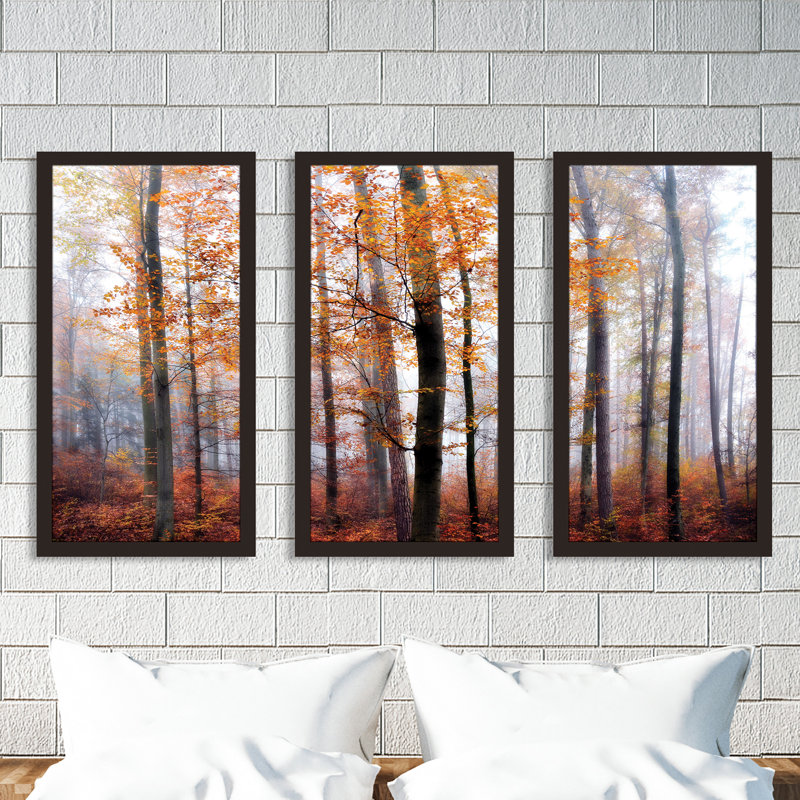 Perdus dans la forêt - ensemble de 3 reproductions de photos encadrées, H 25,5 po x l 40,5 po x P 1 po