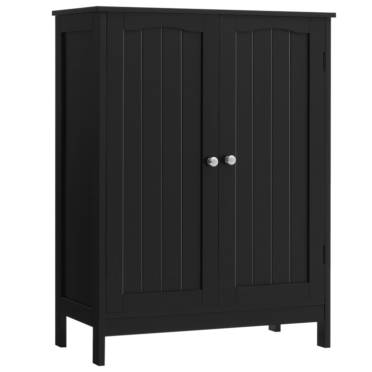 IWELL Black Bathroom Cabinet with 2 Doors and 3 Adjustable