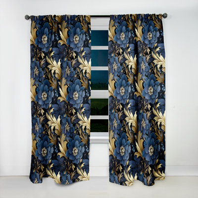 Mystical Blue Damask Mirage - Rideau damassé - Velours obscurcissant - 1 panneau