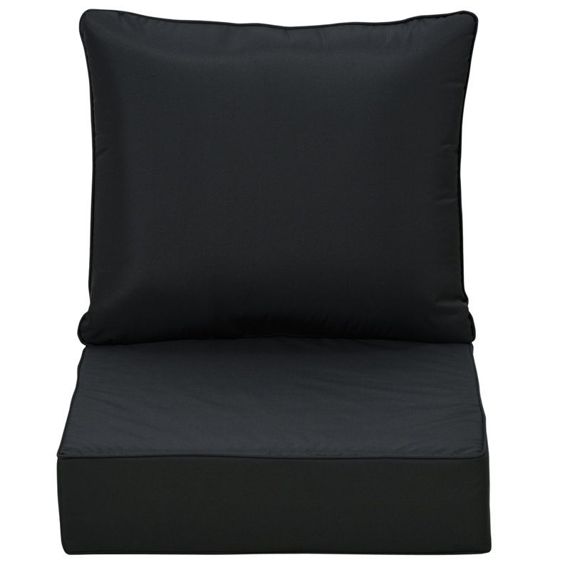 Outsunny Outdoor Seat and Back Cushion Set Olefin 61 x 61 cm, Black
