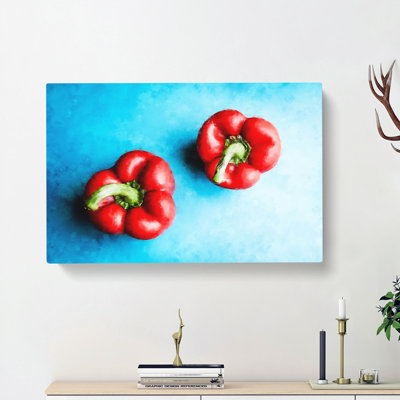 Two Red Bell Peppers - Wrapped Canvas