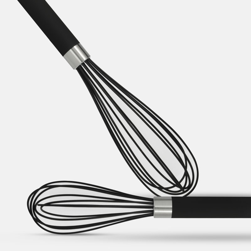 11" Black Silicone Balloon Whisk with Stainless Steel Handle