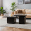 Ensemble de tables basses carrées de style rétro avec finition grain de bois, pour le salon, le bureau et la salle à manger, noir (ensemble de 2)-124922233