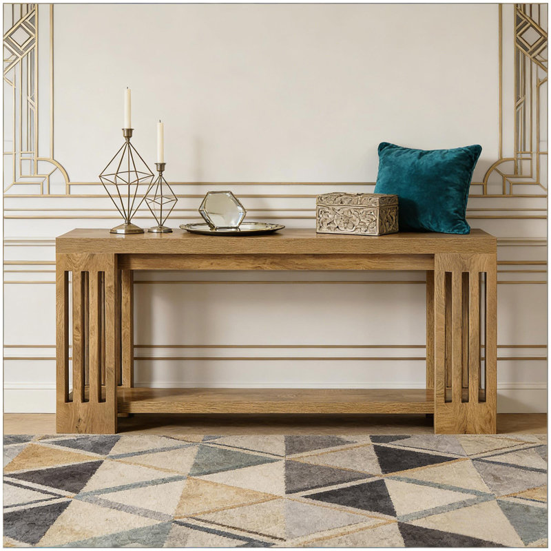 Table de canapé, console, table d'appoint, Marron clair