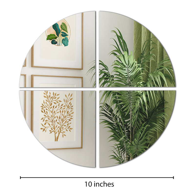Peel and Stick Mirror Tiles, Four Quarters Circular Design Set