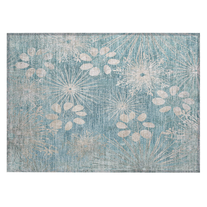 Machine Washable Indoor/Outdoor Kaczor ACN2225 Floral Rug, Rectangle 1'8" x 2'6"
