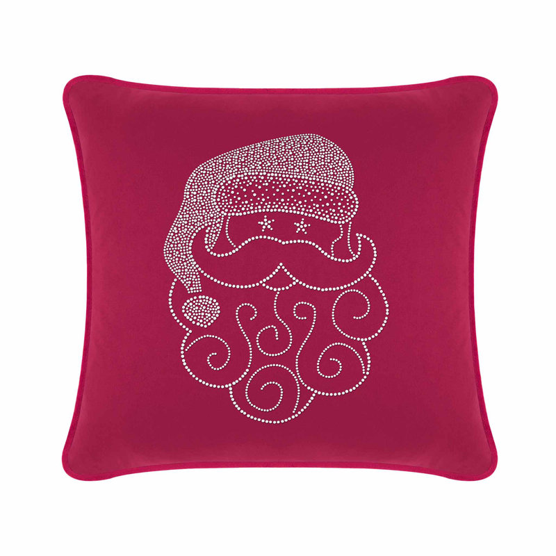 Sparkles Home Santa Rhinestone Pillow | Holiday Christmas Design | Feather Insert | Machine Washable, Square 16"