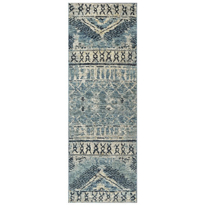 Multi Size Hand Knotted Wool Blue Moroccan Tribal Rug