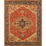 Canvello Serapi Hand-Knotted Rust Wool Area Rug- 9' X 12'