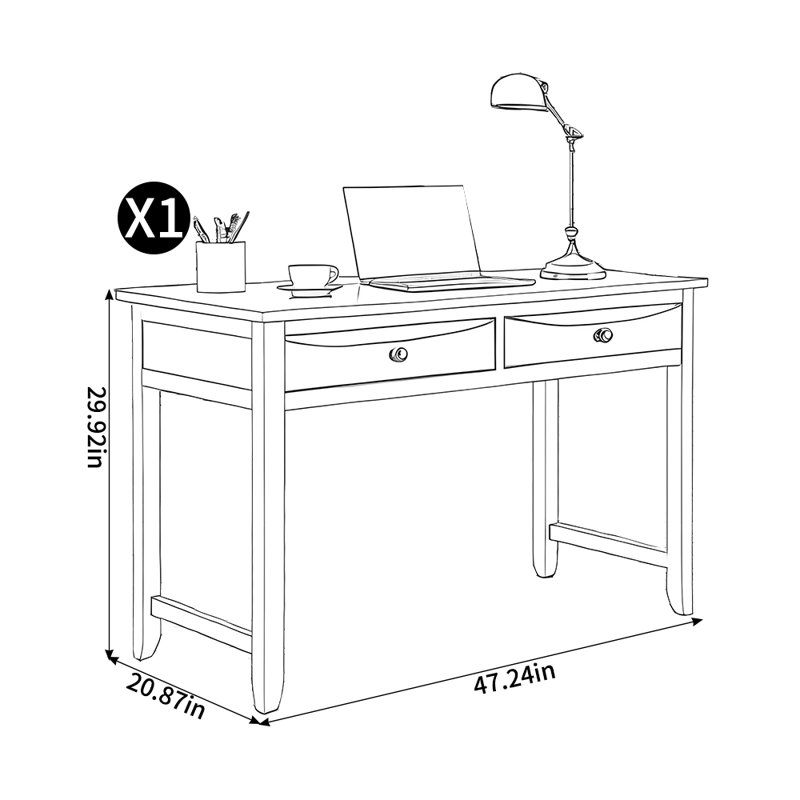 Bureau d'étude luxueux de style américain, H 29,92 po x l 47,24 po x P 20,87 po