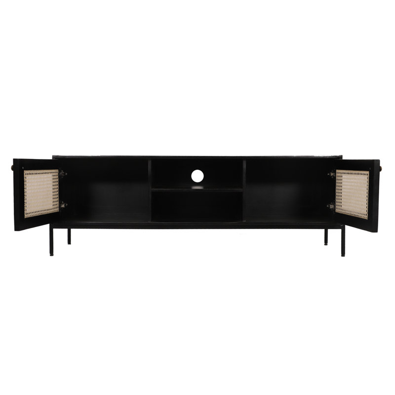 Arison Framingham Rattan TV Stand for TVs up to 55" Black Finish