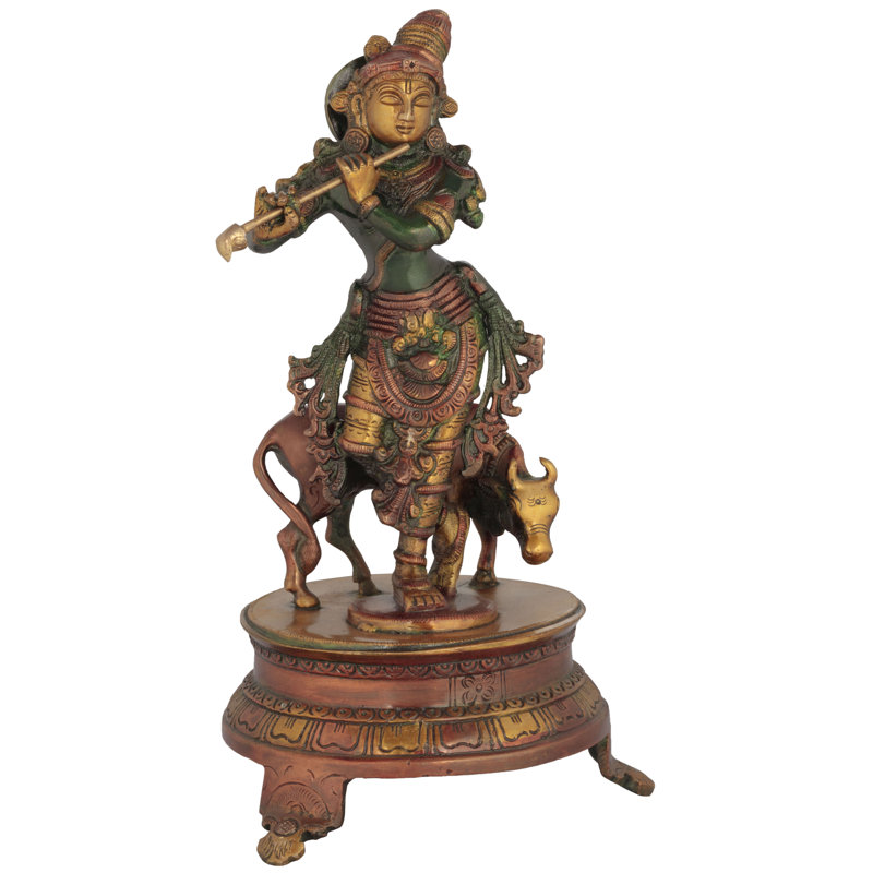 Figurine Venugopala - Krishna cannelée avec sa vache