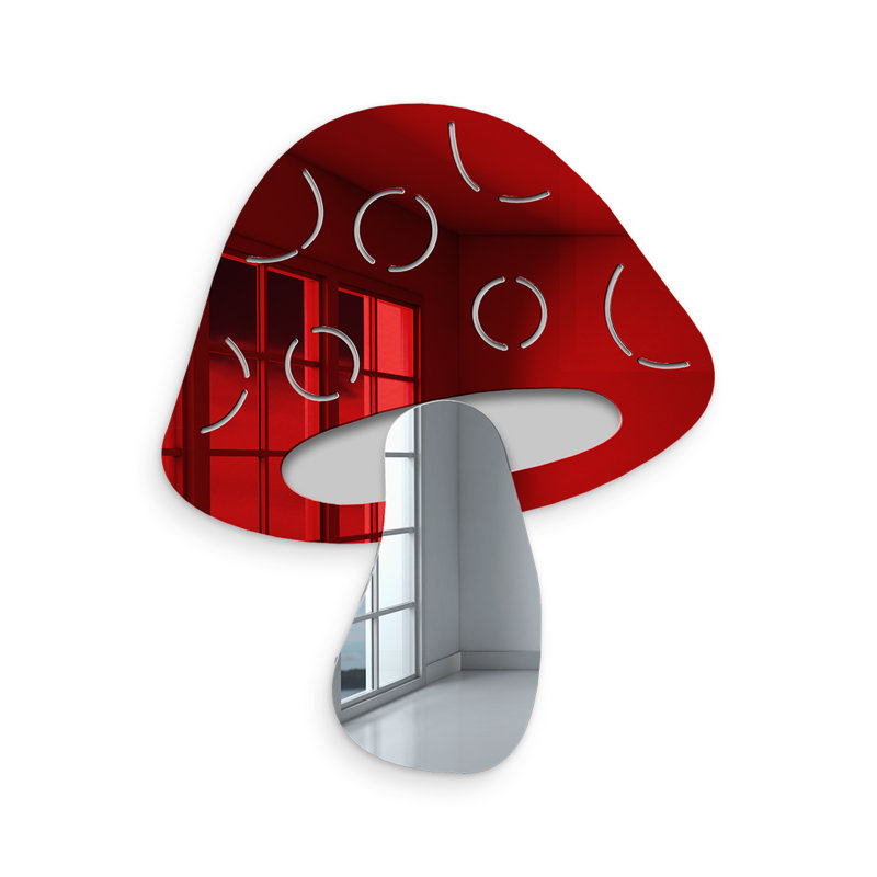 Décoration murale miroir champignon champignon, H 23 po x l 19 po x P 1 po