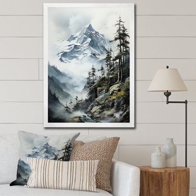 Dantrel vert, montagnes blanches, majestueux pics d'hiver - montagnes, art mural