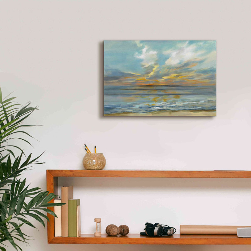 «Rhythmic Sunset Waves» par Silvia Vassileva, art mural sur toile, H 12 po x l 18 po x P 0,75 po