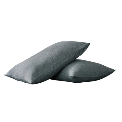 Ensemble de deux taies d'oreiller standard en lin gris ardoise