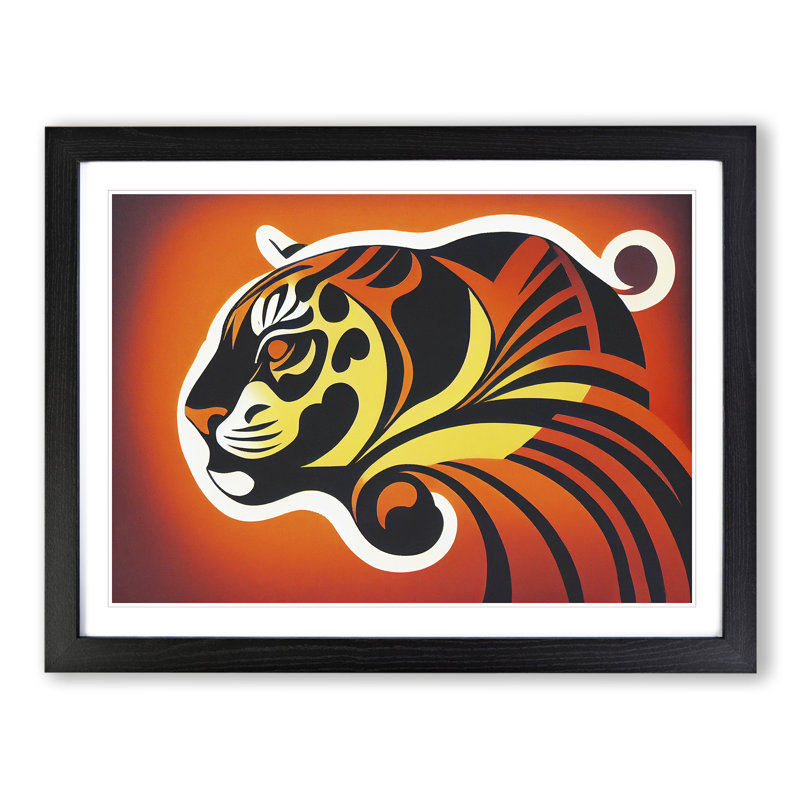 Tiger Abstract - Single Picture Frame Print, 46cm H x 64cm W x 2cm D, Black Framed
