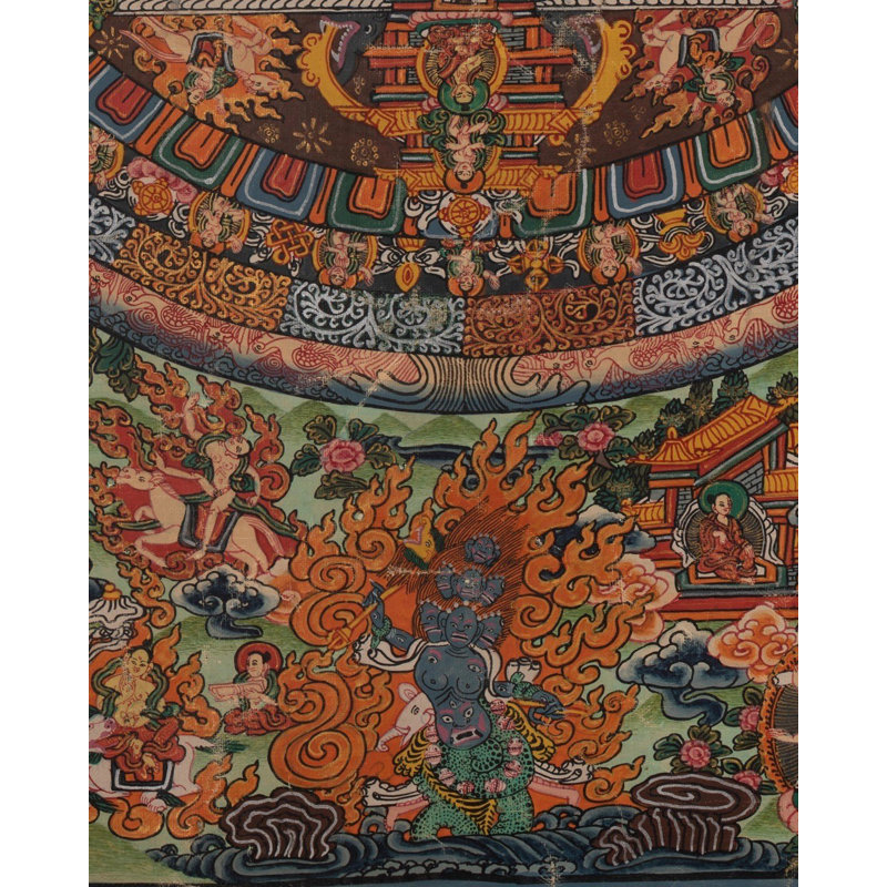 Original Shakyamuni Mandala Thangka avec brocart peint à la main