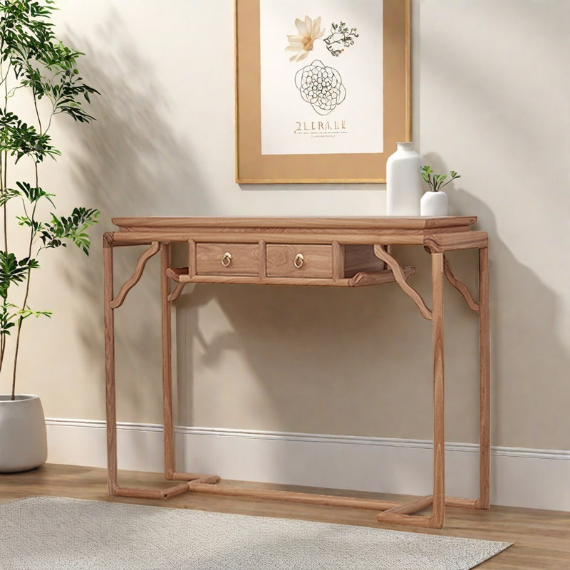 Solid Old Elm Entryway Console, Original Wood