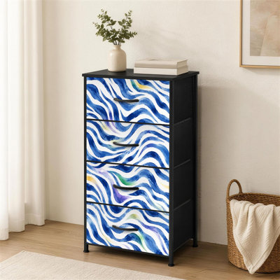 4-Drawer Dresser for Bedroom Seamless Hand Watercolor Zebra Animal Skin Dye Small Tall Clothes Dresser for Closet Organizers with Chest of Drawers Fabric Storage Bins Dressers