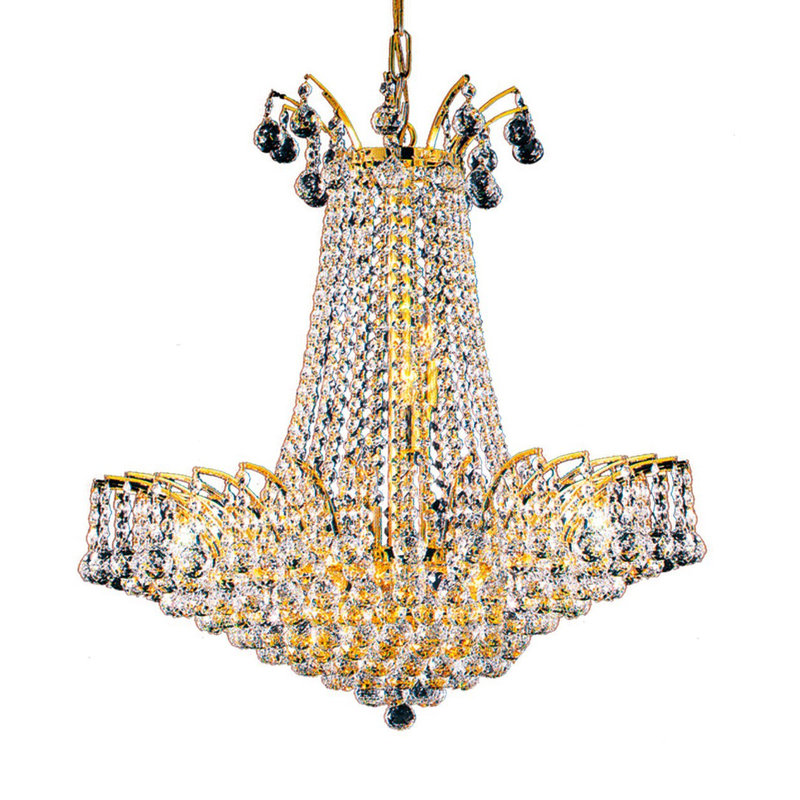Lustre en cristal de la collection Darikson en chrome 19 x 19, Or, H 24 po x l 24 po x P 24 po